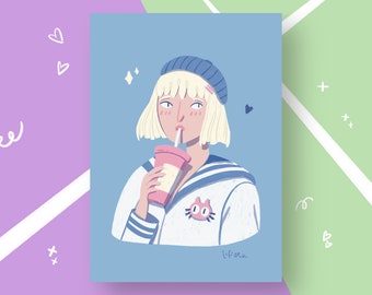 Cute Sailor Girl A5 | Cute Illustration, Digital Art Print