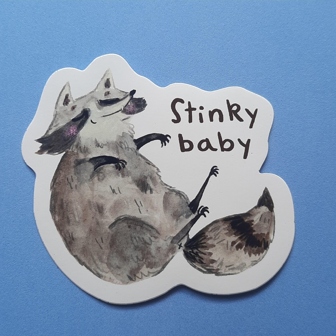 Raccoon Stinky Baby Vinyl Sticker Scrapbooking, Bullet Journal Sticker ...