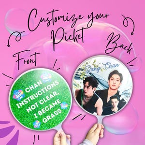 Individuelles K-Pop Bias Picket Fan Schild – Personalisierter Foto Hochladen über Vorlagen Link – Schild Banner für Konzerte und Geschenke | Herzförmig | Rund