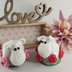 Crocheted sheep egg warmer for decoration or as a gift