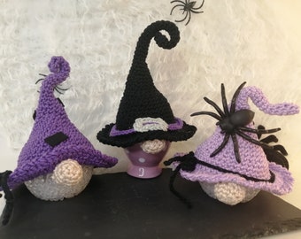Halloween witch hat egg warmer crocheted for decoration or as a gift