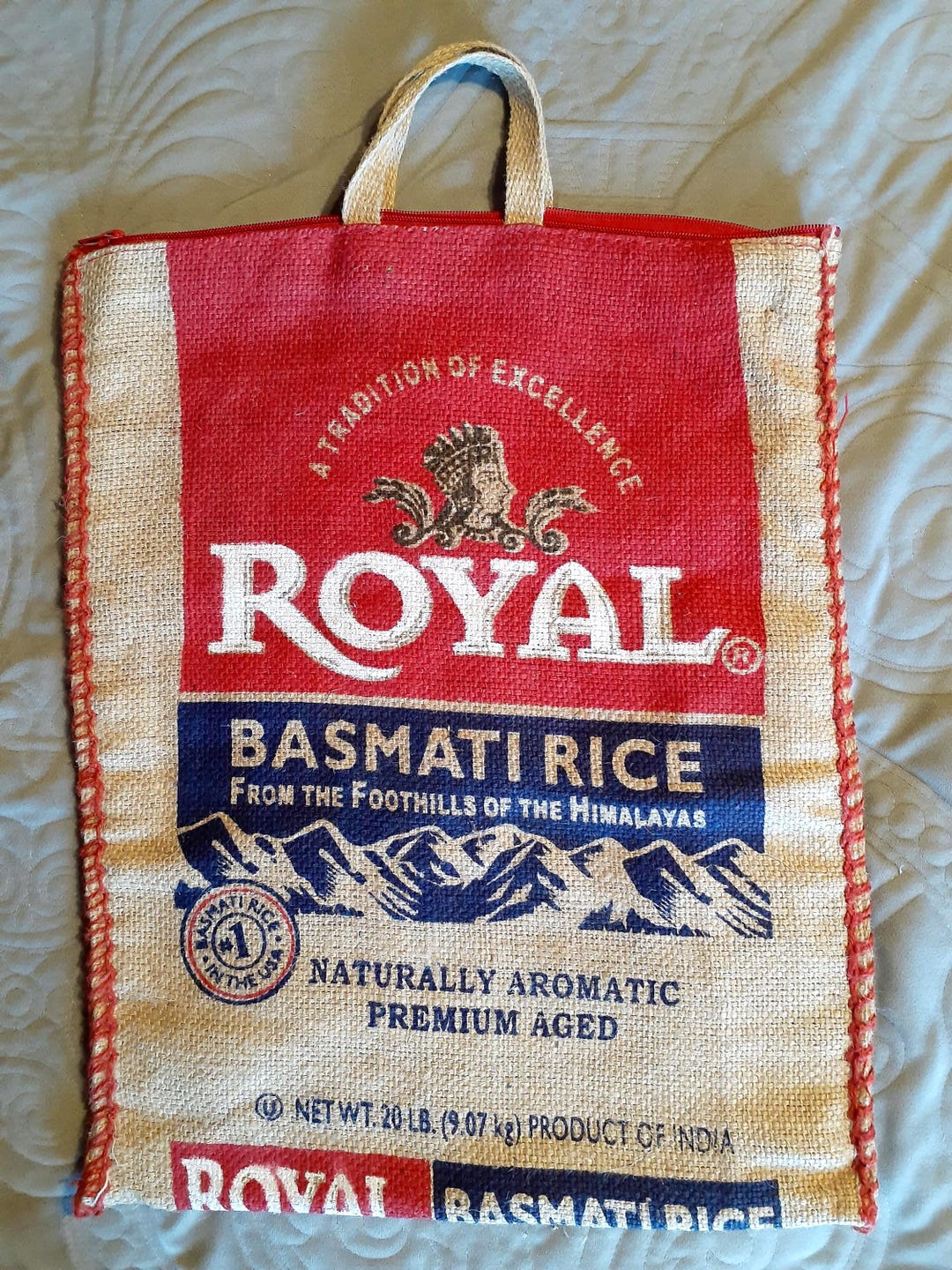 Royal Basmati Rice Empty Burlap Sack With Top Zipper and Handles - Etsy