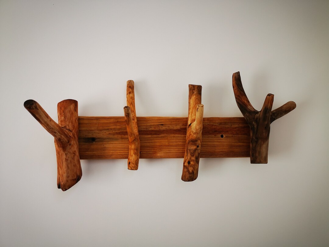 Genuine Rustic Wood Coat Rack Hook With Screws&pegs Wall Etsy