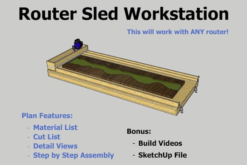 Router Sled Workstation Plans: DIY Slab Flattening (PDF Download) - Etsy