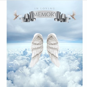In Loving Memory PNG Cloud Overlay | Memorial Background Shirt Design Sublimation | Heaven Angel Wings PNG | Digital File