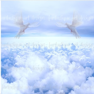 Cloud Background with Doves PNG  | Heaven Memorial PNG | BONUS: Separate Elements | In Loving Memory png | Digital File