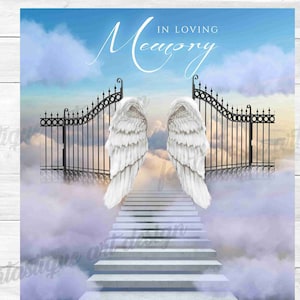In loving Memory PNG, Stairs to Heaven Template, Angel Wings, Funeral Shirt Design Digital File, Instant Download, 05 Files Included