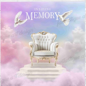 Pink In Loving Memory PNG, Chair in Heaven, Funeral Template, Rest in Peace Background, Design Without Title Also Included, Digital File