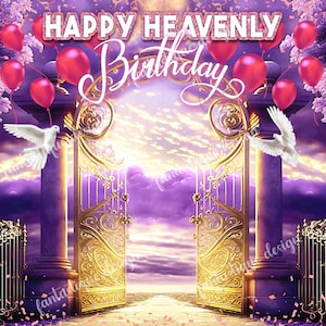 Alles Gute zum Geburtstag Lila Treppe Himmel, Erinnerung PNG, In liebevoller Erinnerung PNG Vorlage, RIP, Rest in Peace, 3 Dateien Sofortiger Download