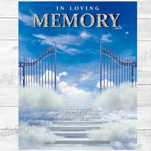 In loving Memory PNG, Memorial Stairs to Heavens Gate, Angel Wings, Funeral Shirt Design Digital File, Instant Download, 05 Files Included