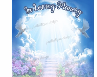 Memorial Background PNG Stairs to Heaven With Doves and - Etsy