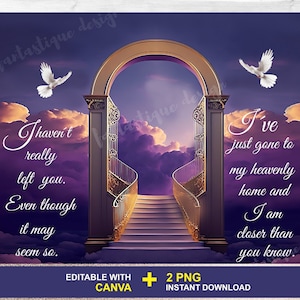 Poème commémoratif PNG, dans l&#39;arrière-plan de la mémoire affectueuse, modèle MODIFIABLE commémoratif violet, fichier numérique de conception chemise cadeau funéraire, téléchargement immédiat