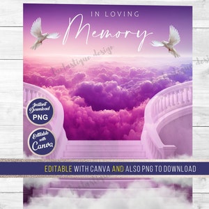 In loving Memory PNG, Purple Memorial EDITABLE Template, Angel Wings, Funeral Gift Shirt Design Digital File, Instant Download
