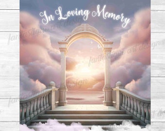 RIP PNG Memorial Photo Background, Add Pictures Collage, Purple Sunset Design, In Loving Memory PNG, Rest in Peace, 04 Digital Designs