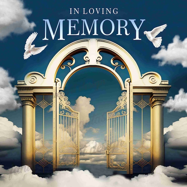 In Loving Memory PNG, Memorial Background Template, Funeral Gift, RIP Shirt Design, Rest in Peace, 05 Designs Included for Instant Download