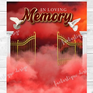 In loving Memory Template, Red Heaven PNG, Memorial Shirt Design, Stairs to Heaven, Digital File, Instant Download, 3 Files Included