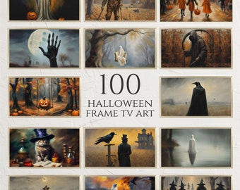 Halloween Frame TV Art Set, Spooky Halloween Bundle 100 Images, Vintage Pictures, Halloween Decorations, Digital Files, Instant Download