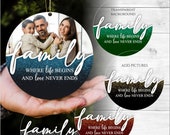 Christmas Ornament PNG, Family Christmas Memorial Ornament Round Designs, Set of 5 Photo Frame Ornaments, Digital Design, Instant Download