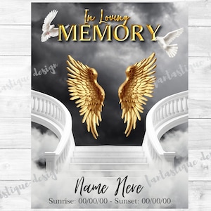 In liebevoller Erinnerung PNG, Instant Download PNG und EDITIERBAR, Goldene Engelsflügel, Funeral Shirt Design Digitale Datei, Instant Download