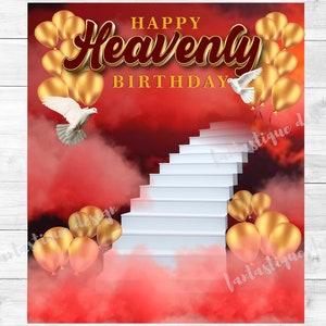 Herzlichen Glückwunsch zum Geburtstag im Himmel, rot alles Gute zum Geburtstag im Himmel PNG, Gedenkstätte-Shirt Design, digitale Datei, sofortiger Download, 2 Dateien enthalten