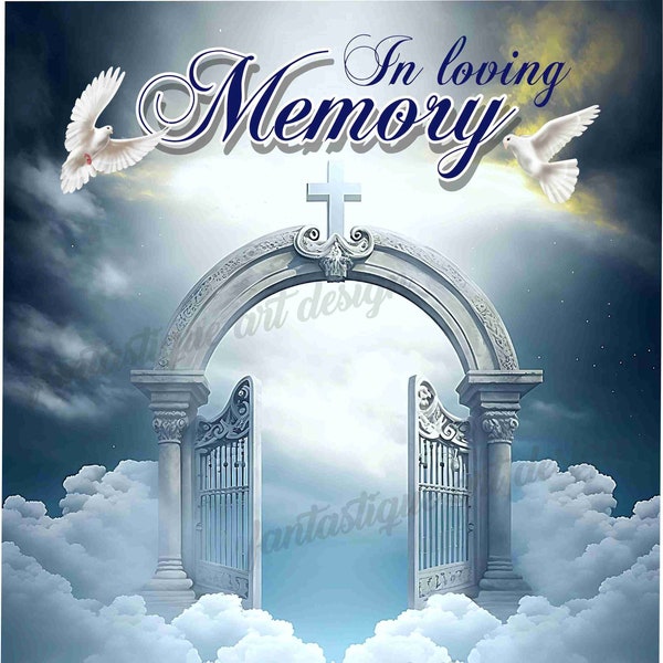 In Loving Memory PNG,  Heaven Entrance with a beautiful Arch, Perfect to Funeral Gifts, Shirts Sublimations, Memorial Backdrop, Digital File