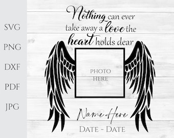 Memorial Poem SVG In loving Memory Quote, Funeral Gift sayings, Design for Cricut, Angel Wings Photo Template, Instant Download