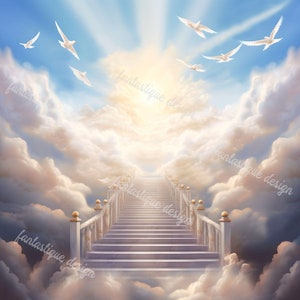 Fondo conmemorativo PNG, diseño de fondo celestial, imagen de descanso en paz, imprimible en memoria amorosa, diseño de obsequio funerario, 2 archivos incluidos