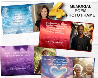 Memorial Poem, Plaque Sublimation Design Bundle, EDITABLE Template Photo Frame, Memorial Remembrance Slate, AND 8 PNGs to Instant Download