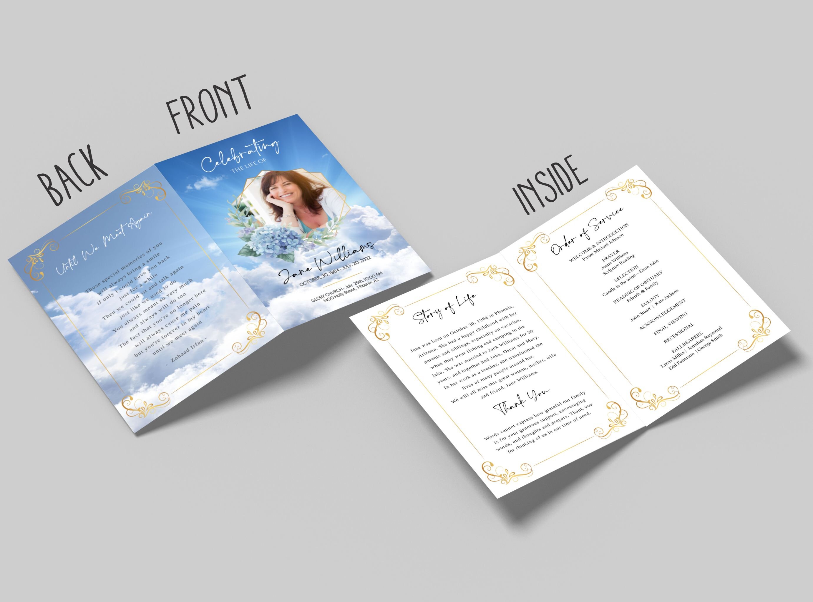Funeral Program Template Memorial Service on Line Editing Etsy UK