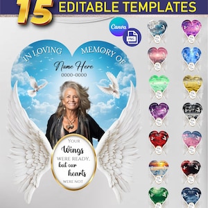 In Loving Memory Shirt Design Template, 15 EDITABLE Heart Templates, Edit yourself, Memorial Background, Also PNGs to Download, Digital File
