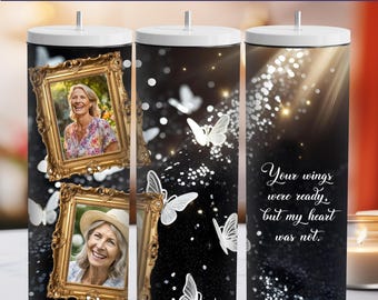 Memorial Tumbler Wrap PNG and Editable Canva Template, 20 oz Tumbler Wings Ready Memorial design, 20 oz, In Loving Memory, Digital File