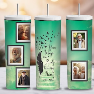 Memorial Tumbler Wrap, Green Memorial Sublimation Tumbler designs, Your Wings Were Ready, 20 oz skinny, In Loving Memory, Digital File