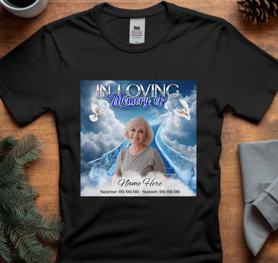 Memory Rip Word Disign In Loving Memory PNG, Memorial Template EDITABLE, Add Pictures Blue ...