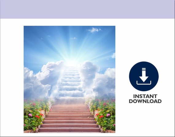 Heaven Background PNG Memorial Background Stairs (Instant Download