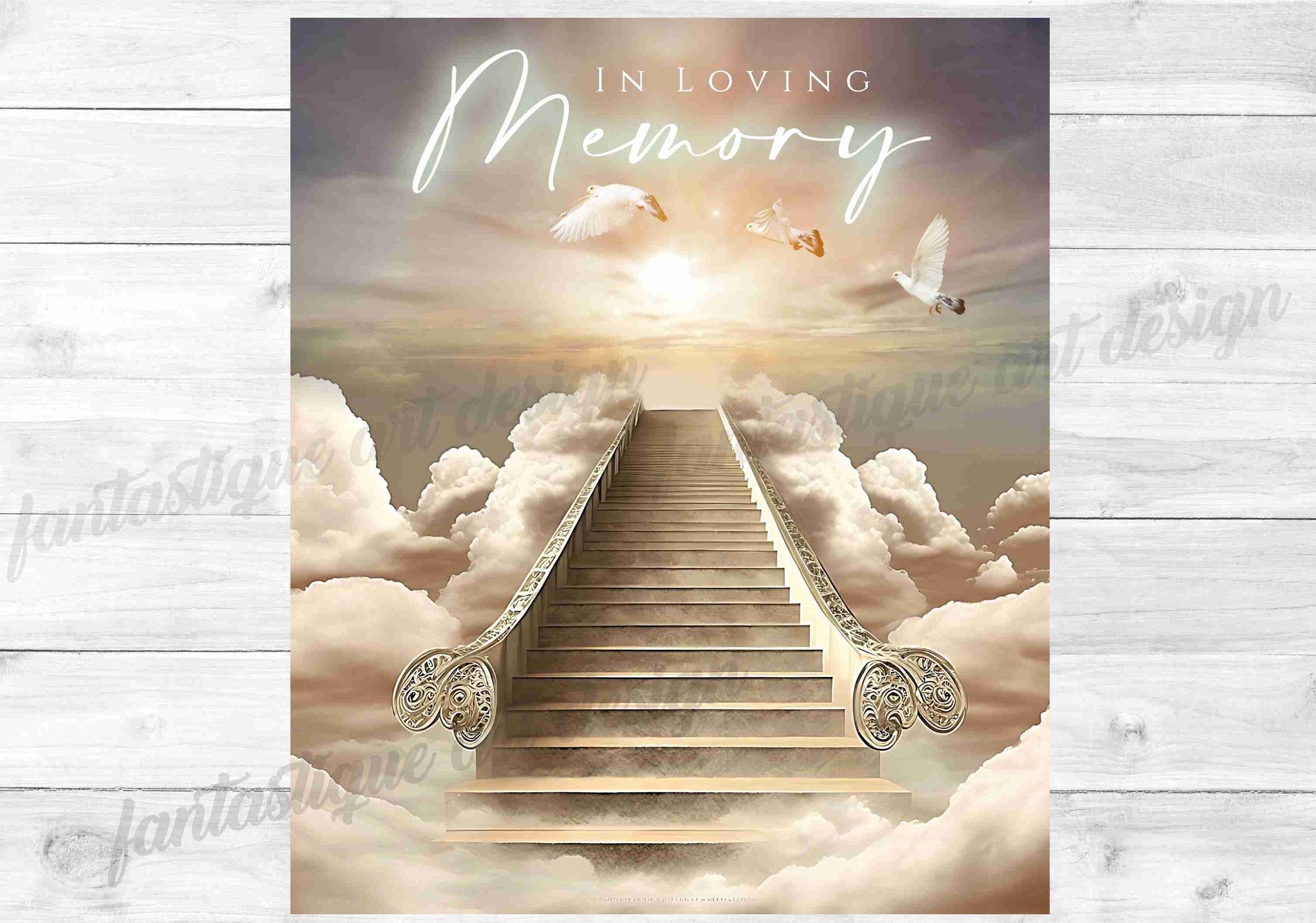 In Loving Memory PNG Memorial Background EDITABLE Template Stairs to Heaven  Rest in Peace Digital Files 