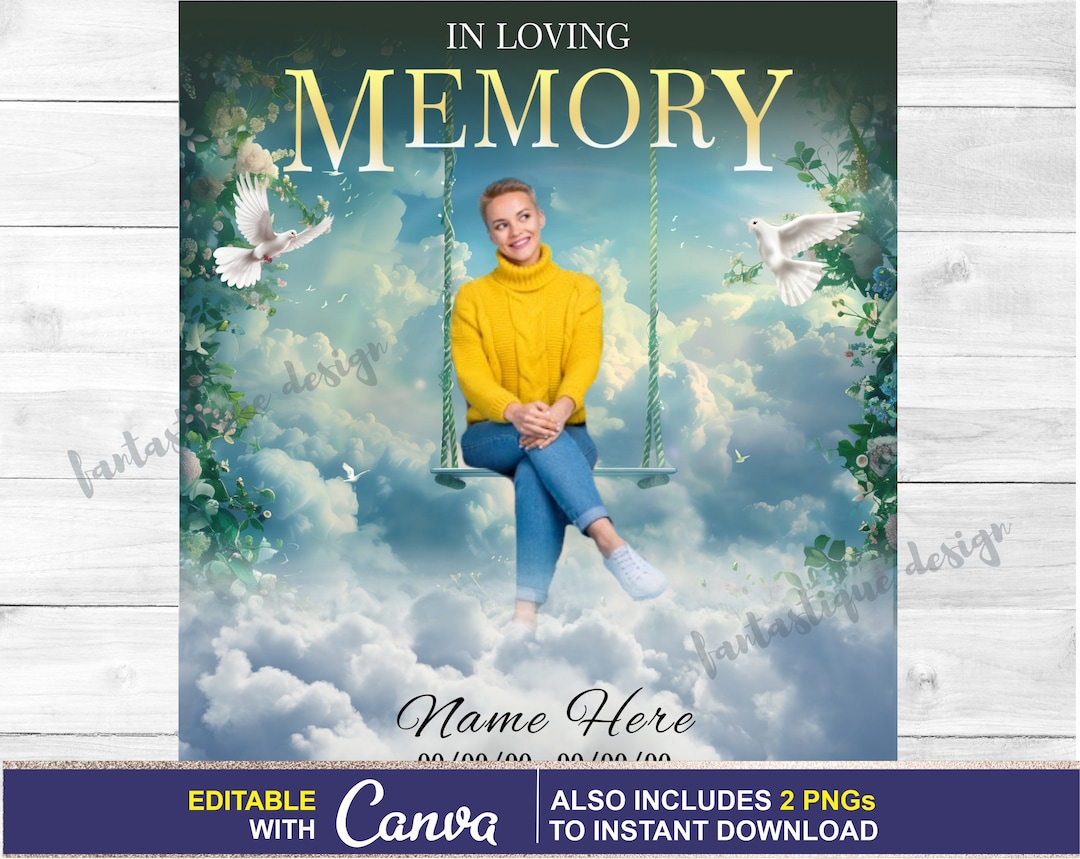 In Loving Memory PNG, Floral Memorial EDITABLE, RIP Background Template ...