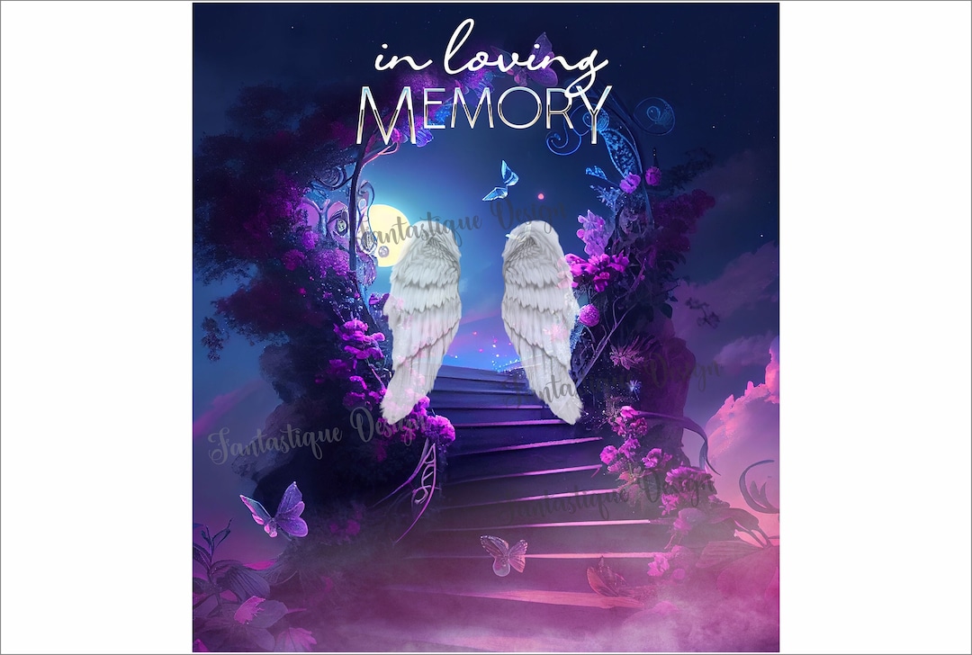 In Loving Memory PNG, Purple Memorial Background, Rest in Peace Design ...