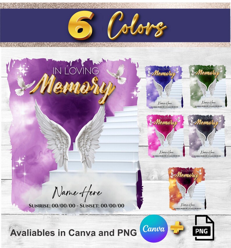 In Loving Memory EDITABLE Canva Template, Memorial Design, 6 Colors ...