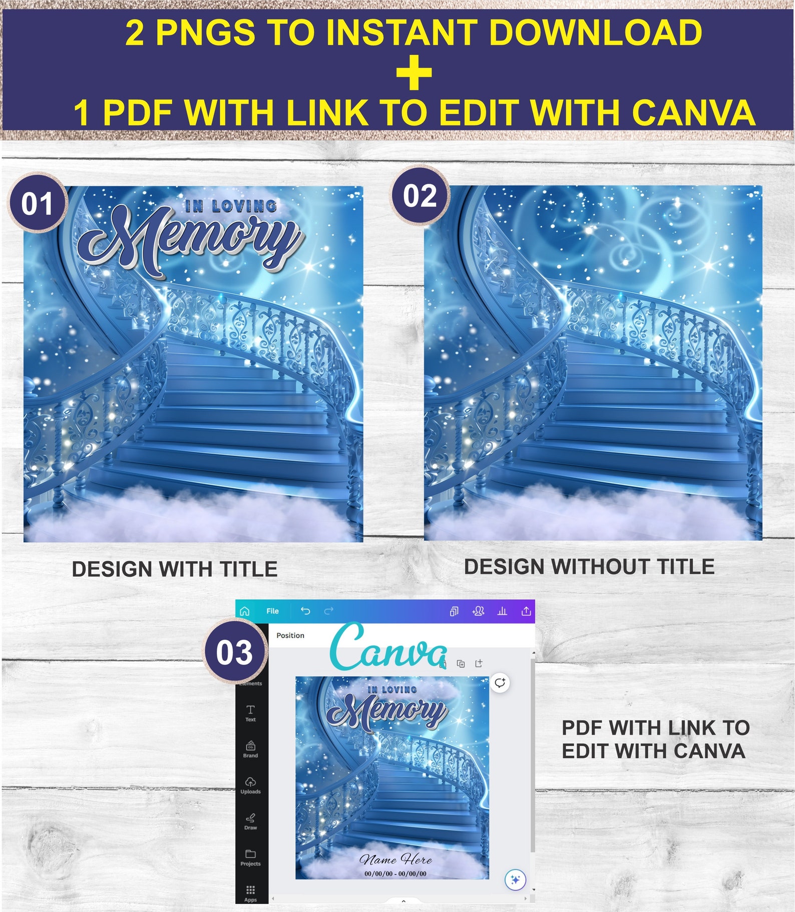 In Loving Memory PNG, EDITABLE, Blue Memorial RIP Template Stairs to ...