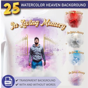 Heaven Background PNG Bundle, Set of 25 Heavenly Memorial Images to Instant Download, In Loving Memory, RIP Designs, Digital Files