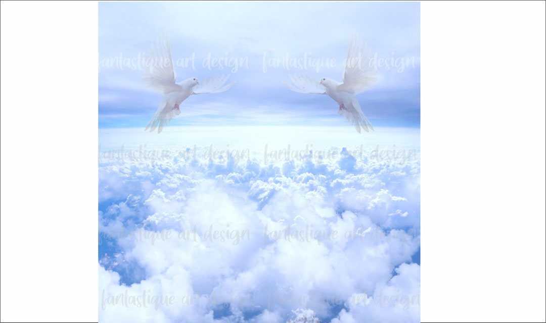 Heaven Background with Doves · Creative Fabrica