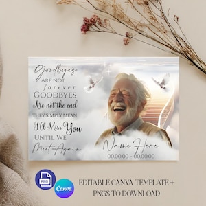 Memorial Poem PNG, EDITABLE Template In loving Memory PNG, Add Pictures and Names, Goodbyes Are Not Forever, Funeral Card, Instant Download