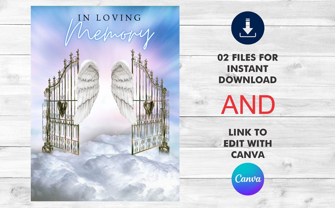 In Loving Memory Template, Memorial Canva Editable, Funeral Design PNG ...