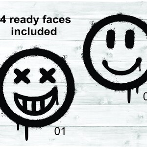 Smiley Face SVG Bundle | Graffiti Style, DIY Faces (Digital File) image 4