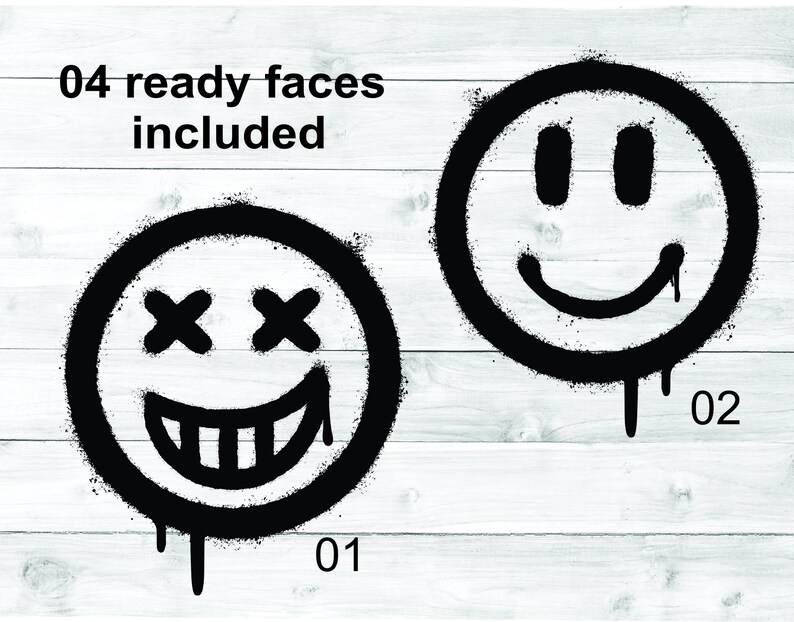 Smiley Face SVG Bundle | Graffiti Style, DIY Faces (Digital File) image 4