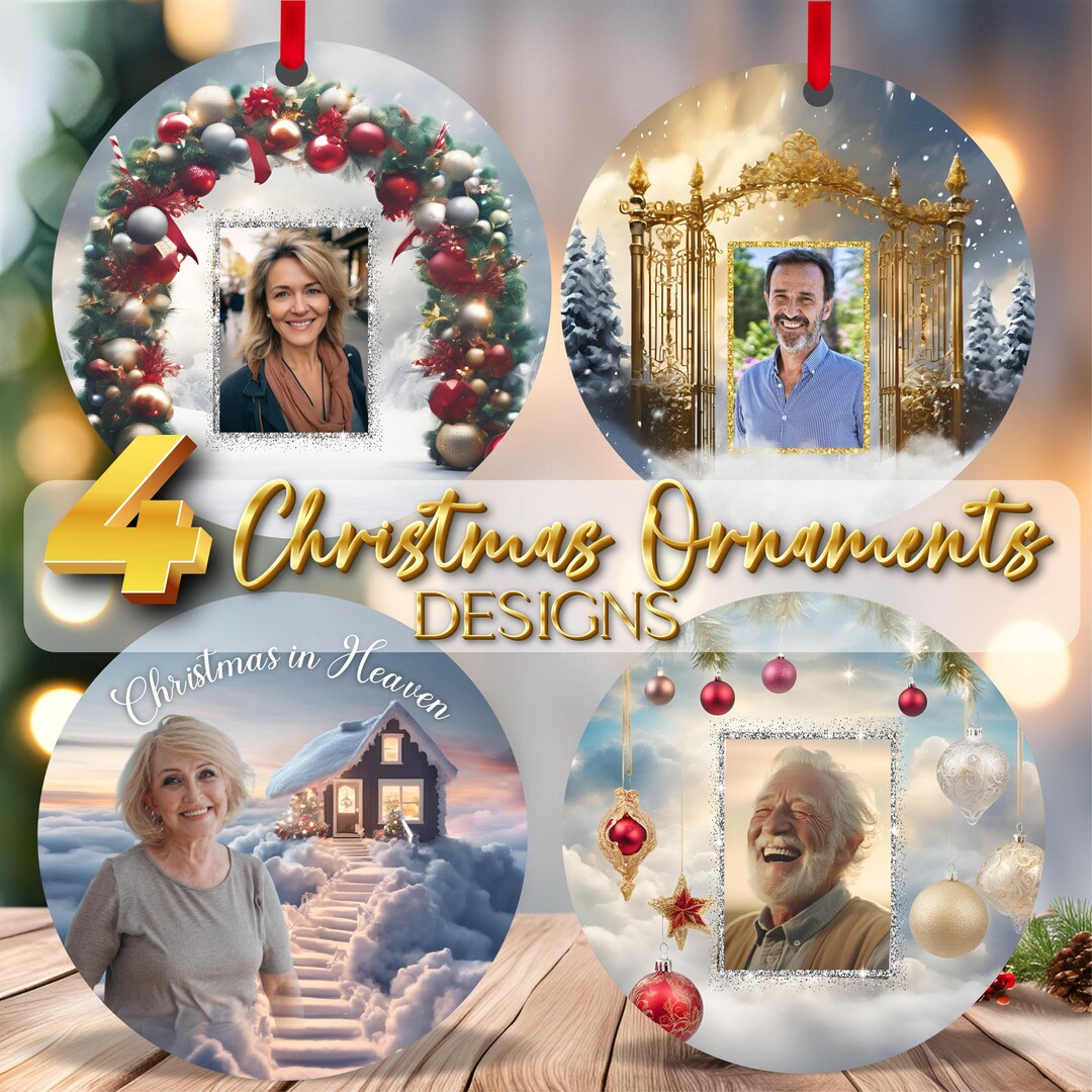 Memorial Christmas Ornaments PNG, 4 Designs Photo Template, Pin ...