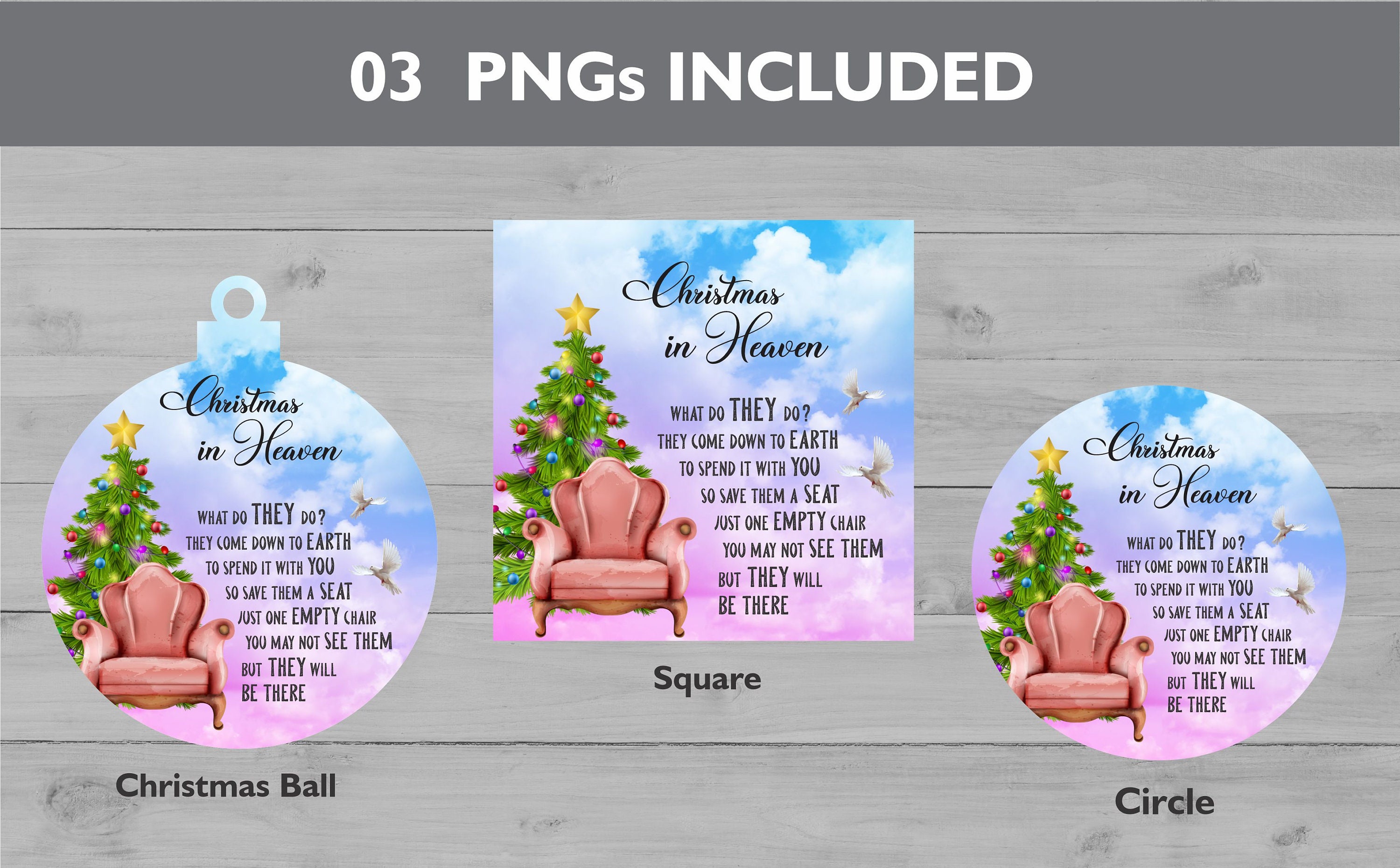 Memorial Christmas Ornaments PNG 3 Models Included Christmas - Etsy