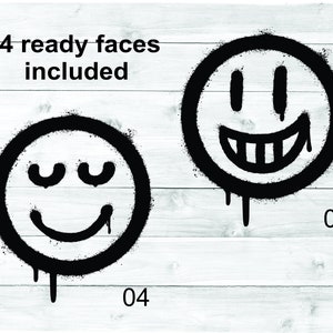 Smiley Face SVG Bundle | Graffiti Style, DIY Faces (Digital File) image 5
