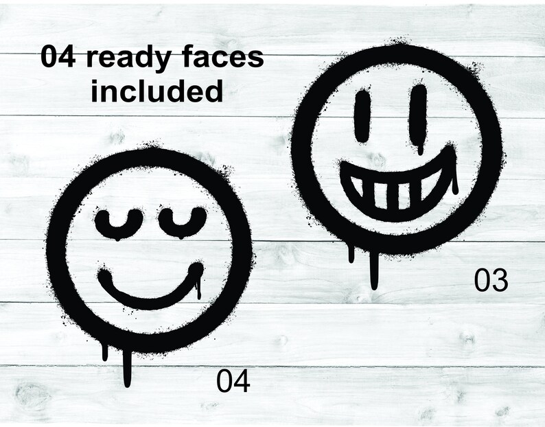Smiley Face SVG Bundle | Graffiti Style, DIY Faces (Digital File) image 5
