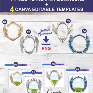 Angel Wings Frame Photo Template, EDITABLE, 4 Picture Frames Bundle ...